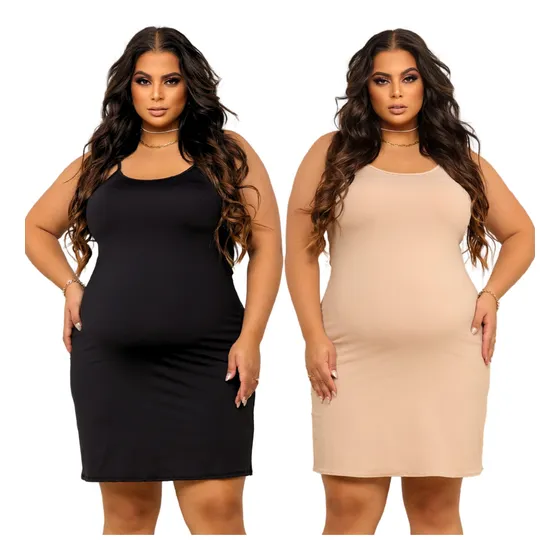 Kit 2 Anagua Uso Debaixo Vestido Combinete Semi Vestido