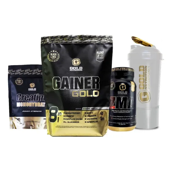 Combo Volumen Gold Nutrition Gainer Creatina Zma Shaker Vainilla Gourmet