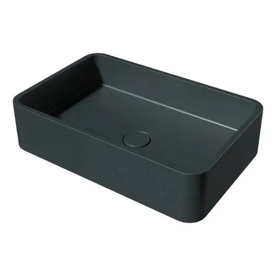 Lavabo Rectangular Microcemento Negro Sobreponer 50x33x12cm