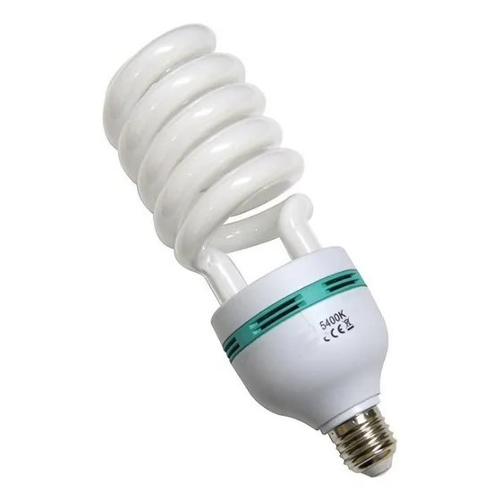 Lâmpada Tricool Espiral 150w Para Fotográfia 5500k - 127v Estrutura Branco Luz Branco-frio