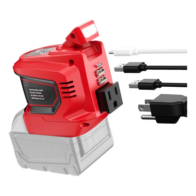 Inversor Portátil 200w 18v Cc A 110v Ca Con 2 Usb
