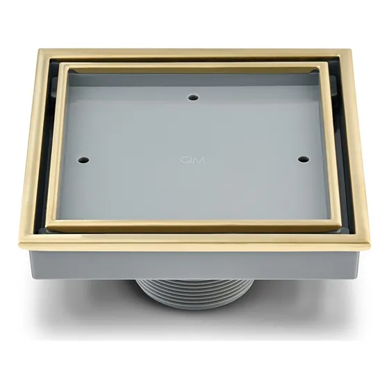 Qm Centro Piso Desague Decorativo Dorado 15x15 0006gd