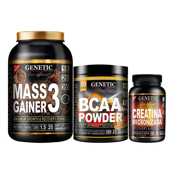 N°1 Subir Peso Mass Gainer Creatina Aminoacidos Bcaa Genetic