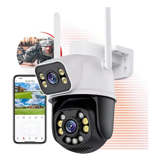Câmera De Segurança Interna Externa Lente Dupla Giratoria Wi-Fi Smart Ip Prova D'água Com Infravermelho HD App Yoosee Cor Branco Fergusom