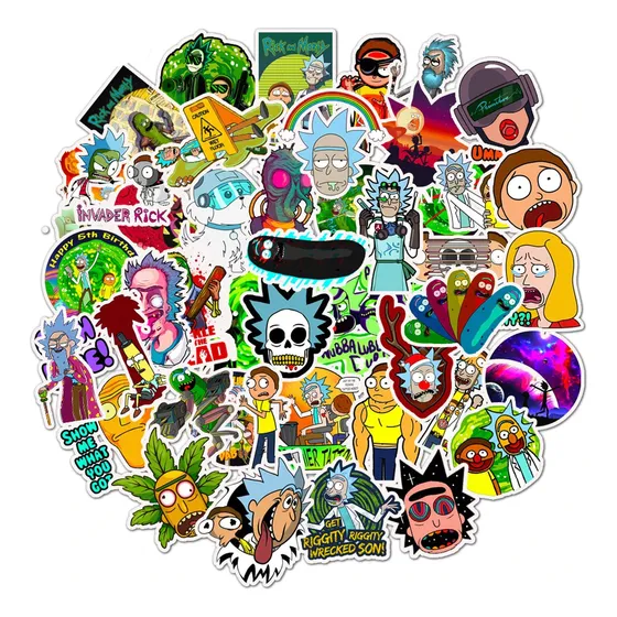 Stickers Calcomanias Rick Y Morty Pack 50 Unidades