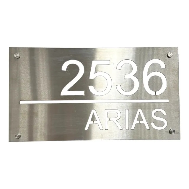 Placa Acero Inoxidable Número Frente De Casa Dirección