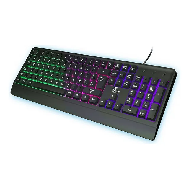 Teclado Gamer RGB Led Super Iluminado Xtech Xtk-050s C/cable Español Color Negro
