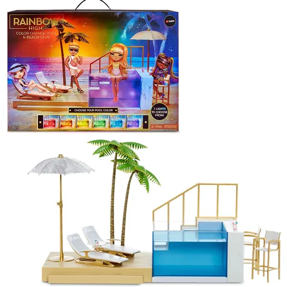 Rainbow High Juego De Piscina Y Playa  Cambia E Color 7 En 1