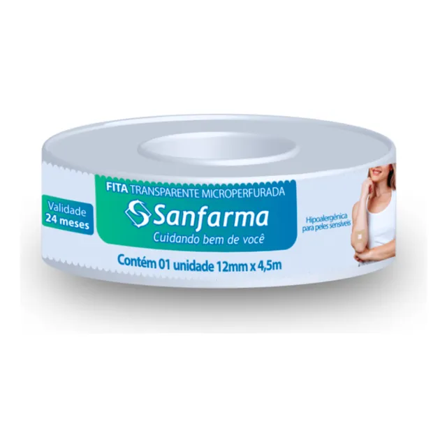 Fita Trasparente Microperfurada Sanfarma 12mm X 4,5m 6 Unid