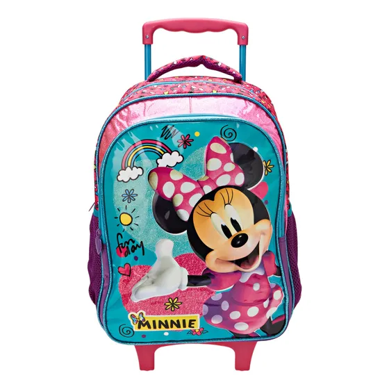 Mochila De Rodinhas Infantil Minnie Arco-íris Xeryus