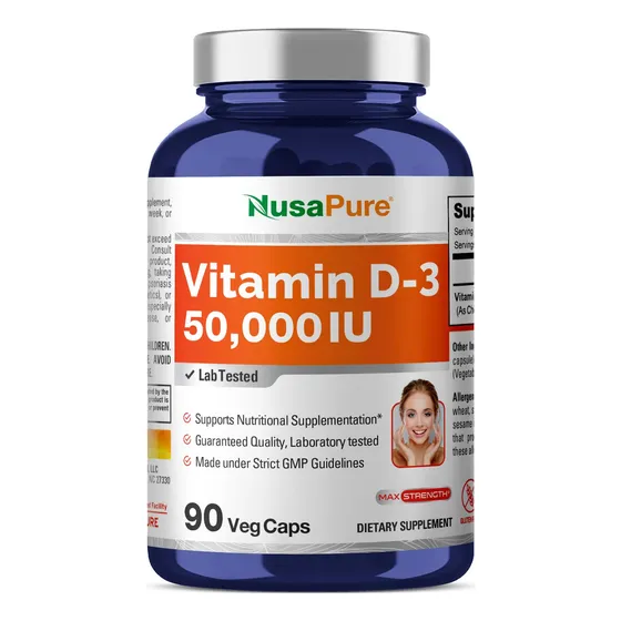 Suplemento Nusapure De Vitamina D3, 50 000 Ui, 180 Cápsulas
