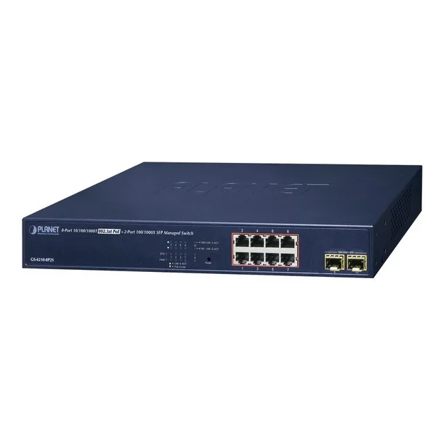 Switch Administrable 8 Puertos Poe Hasta 250m 2 Puertos Sfp