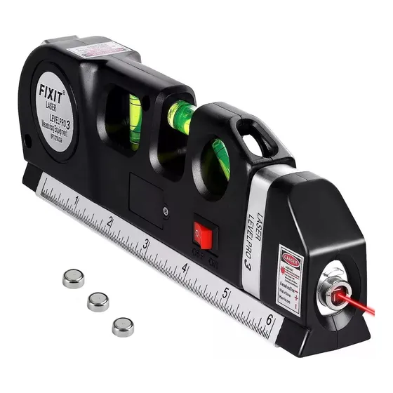 Cinta Metro Nivel Laser Burbujas Regla Level Pro3 , 4 En 1