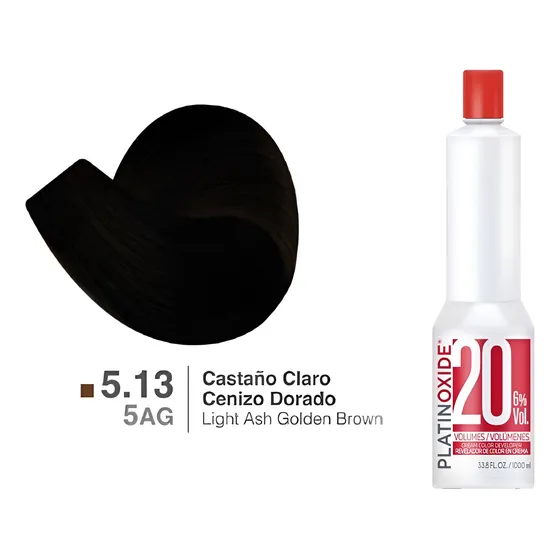 Tinte Nutrapel Colortech Zero Sin Amoniaco 20 Vol. 5.13 Castaño Claro Cenizo Dorado