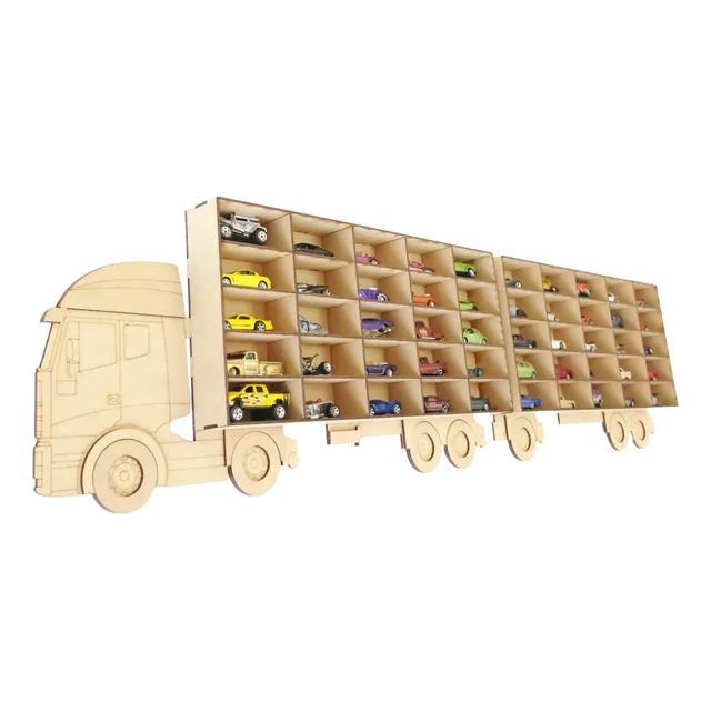 Camion Repisa Con Acoplado Para 50 Autitos Escala 1:64
