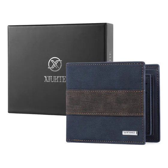 Monedero Para Hombre Cartera Caballero Cartera De Hombre Azul Xiuhte