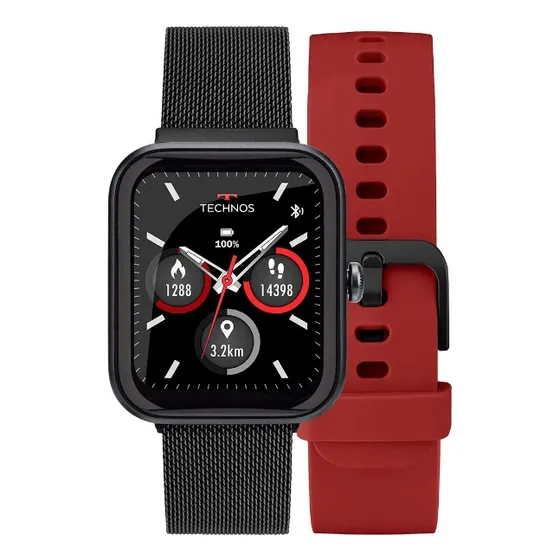 Smartwatch Technos TMAXAA/5P caixa preta, pulseira preta e o arco preto