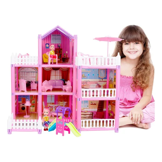 Dream House Casa Castillo De Muñecas De 3 Pisos Amoblada