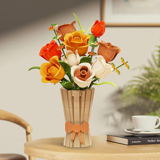 Set De Construcción De Ramos De Rosas Y Flores Con Jarrón Mu Set De Construcción De Ramos De Rosas Y Flores Con Jarrón Mu
