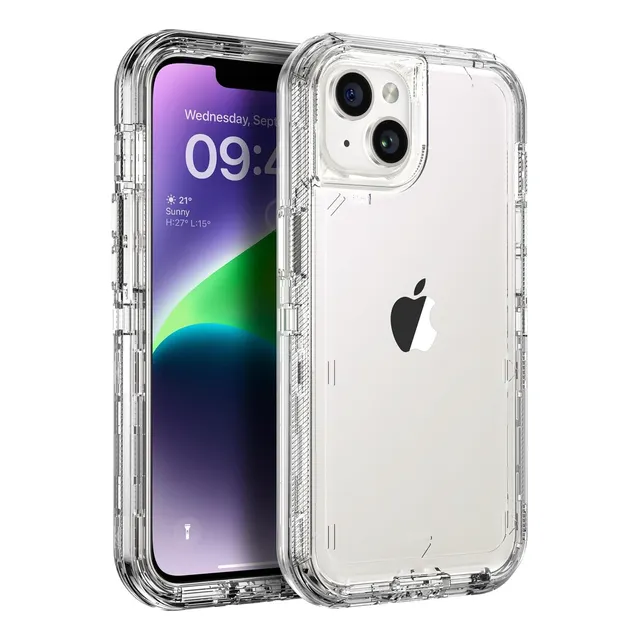 Funda Case De Uso Rudo 360 Para iPhone Transparente Antigolpes Con Marco Frontal 3 En 1
