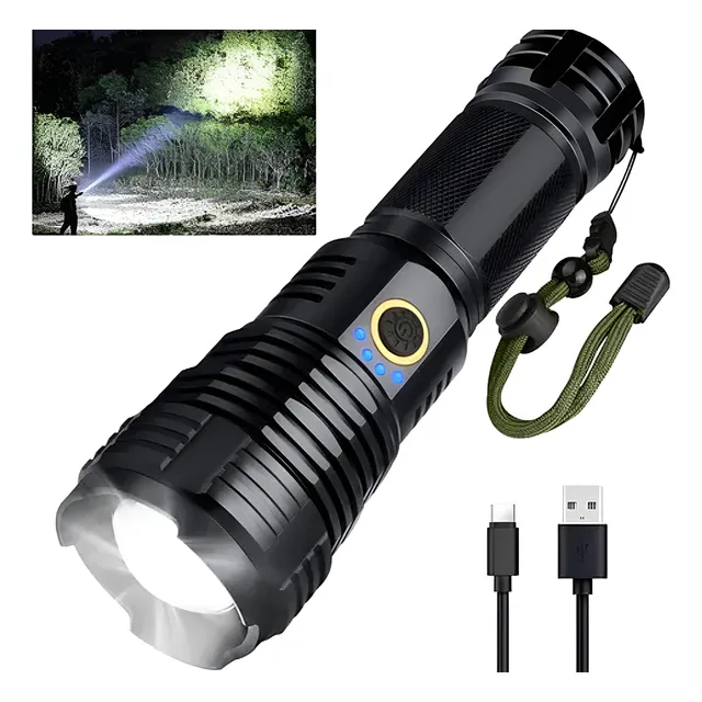 Linterna Led Recargable Luz De Flash 10000 Lúmenes