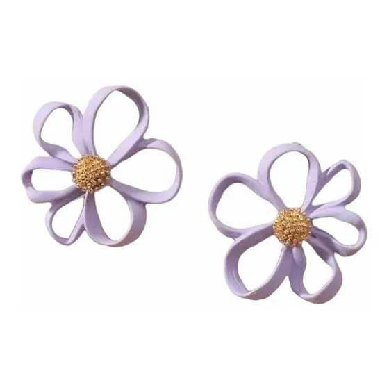 Aros Aretes Diseño De Flor Colores