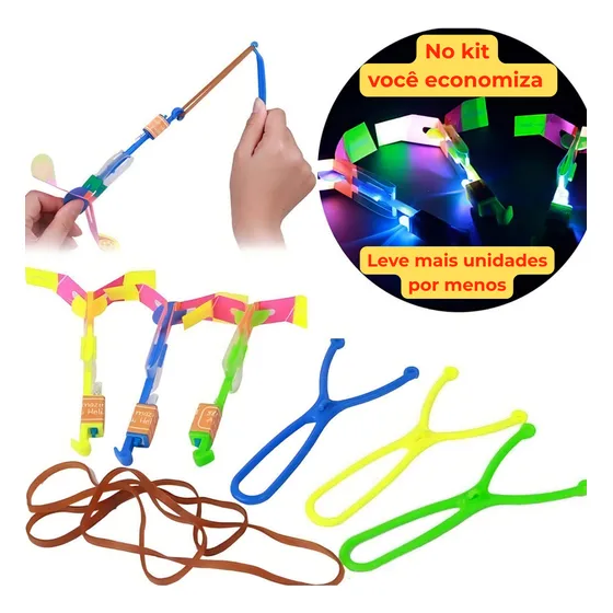Kit 30 Unidades Helicóptero Voador Led Brinquedo Lançador