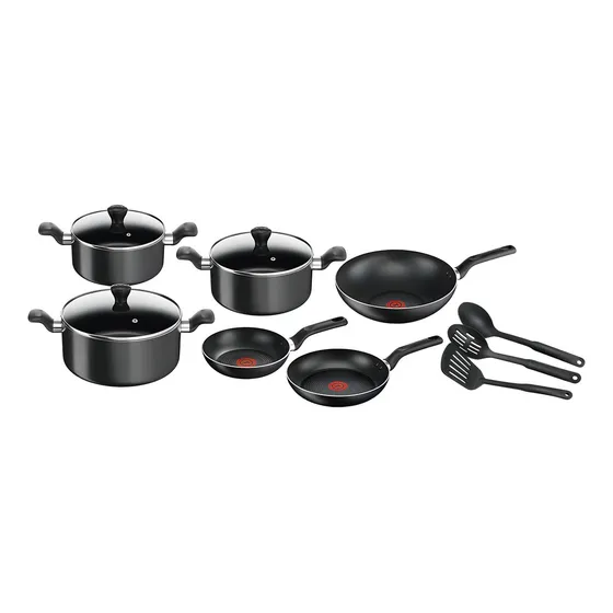 Batería 12 Piezas Super Cook Tefal B459SC84 Color Negro