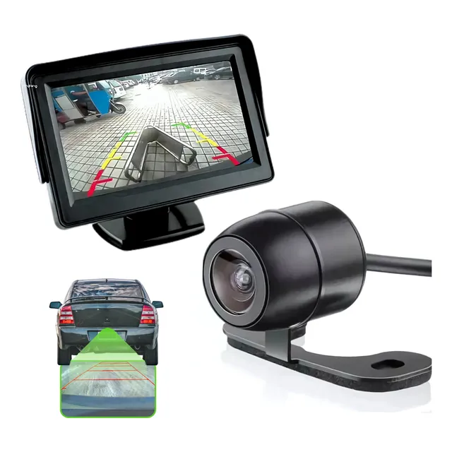 Kit Monitor Lcd 4.3 Polegadas + Câmera De Ré Automotivo Hd