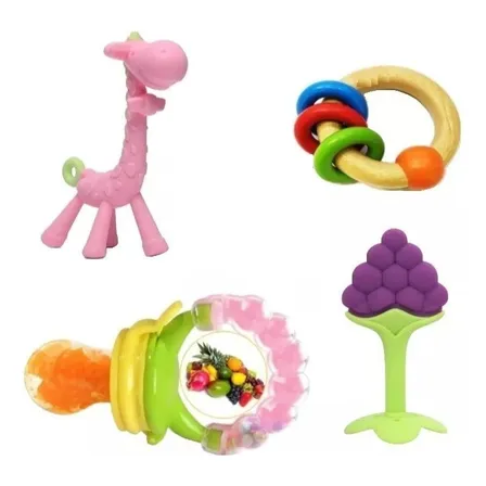 Mordedor Rasca Encia Primeros Dientes Bebé Pack 4