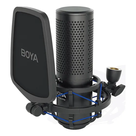 Microfone Condensador Boya By-m1000 Pro Xlr Estúdio Preto