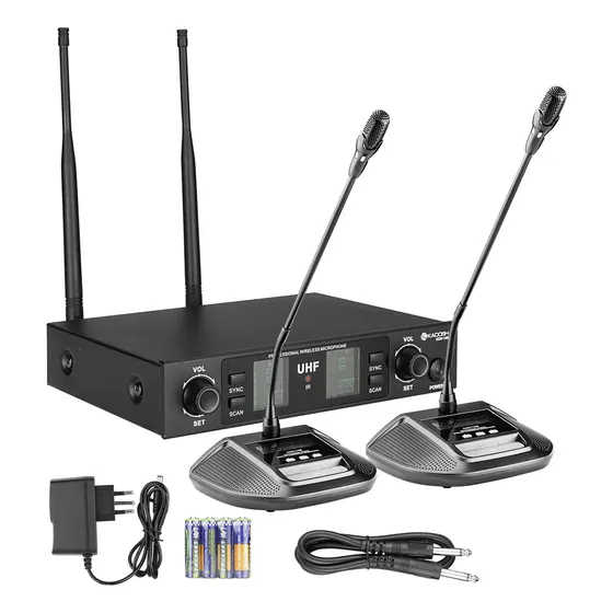 2 Microfones Gooseneck Uhf C/ Base Receptor Kgw-145cb Kadosh Cor Preto