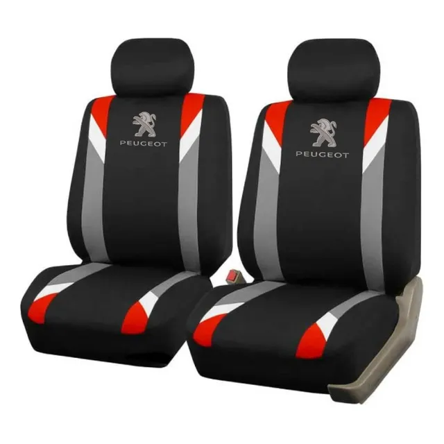 Cubreasiento Funda Tela Negro Rojo Peugeot Logo Bordado
