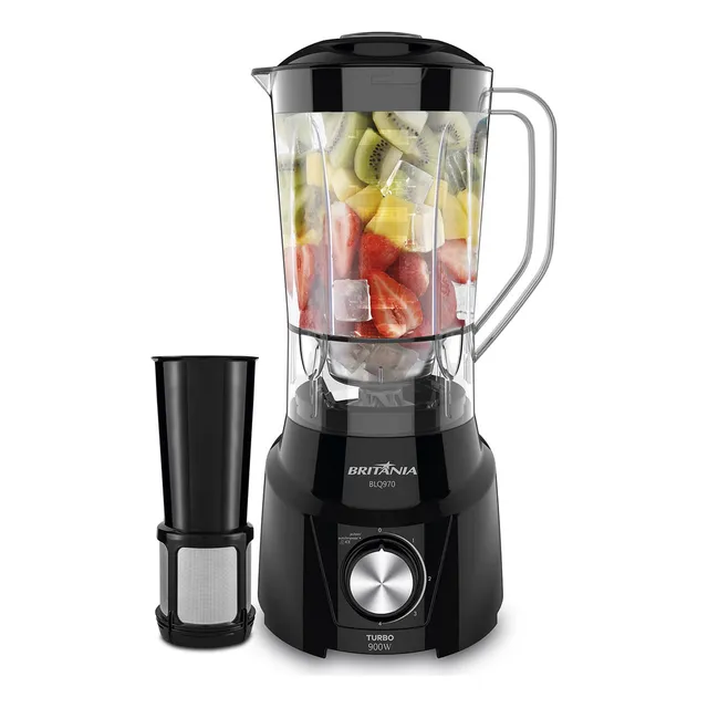 Liquidificador Britânia Turbo 900w 2,6l 4 Velocidades Preto Blq970p 127v