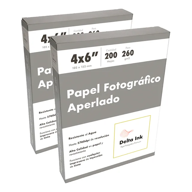 Papel Fotográfico 400 Hojas 4x6 Pulgadas (2 Pack) Delta Ink