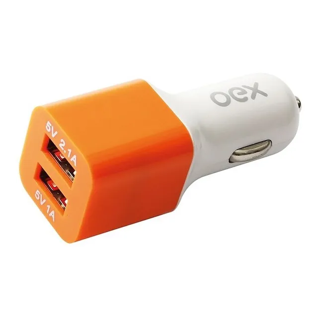 Carregador Automotivo Duas Entradas Usb Oex Cg101 Laranja