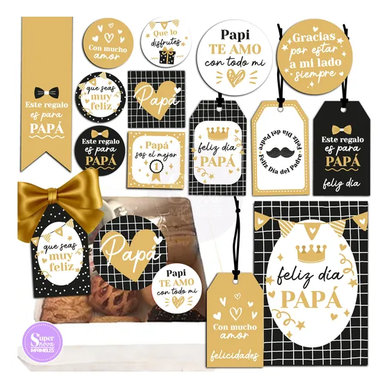 Kit Imprimible Día Del Padre Con Amor Tags Tarjetas Stickers