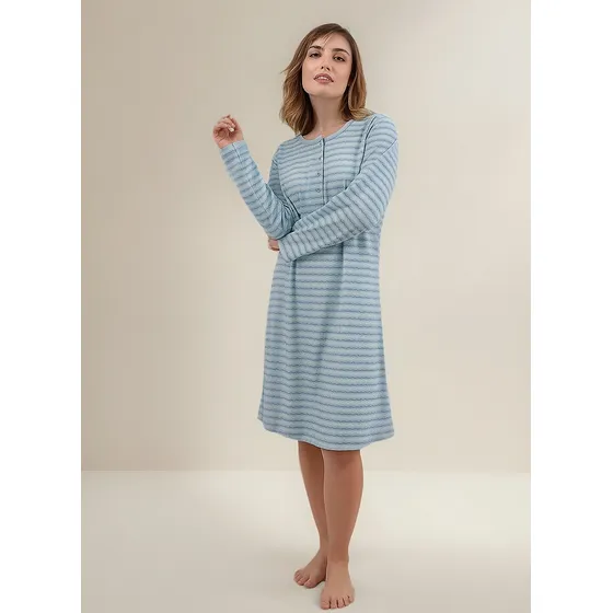 Camison Manga Larga Botones Lenceria Lumiere Ropa De Dormir
