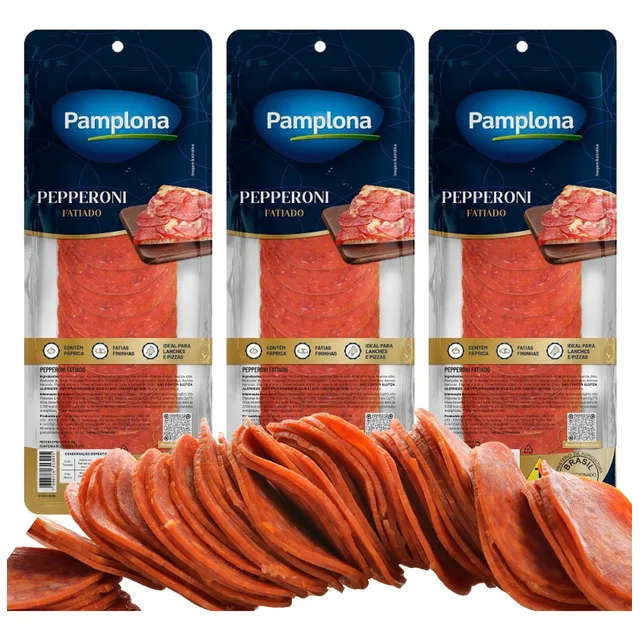 3 X Salame Pepperoni Fatiado Pamplona 100g
