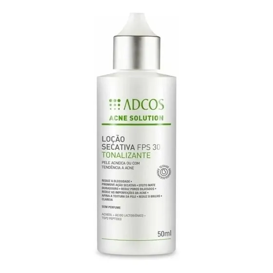 Adcos Locão Secativa Fps30 Tonalizante 50ml Momento de aplicação Dia Noite Tipo de pele Todo tipo de pele