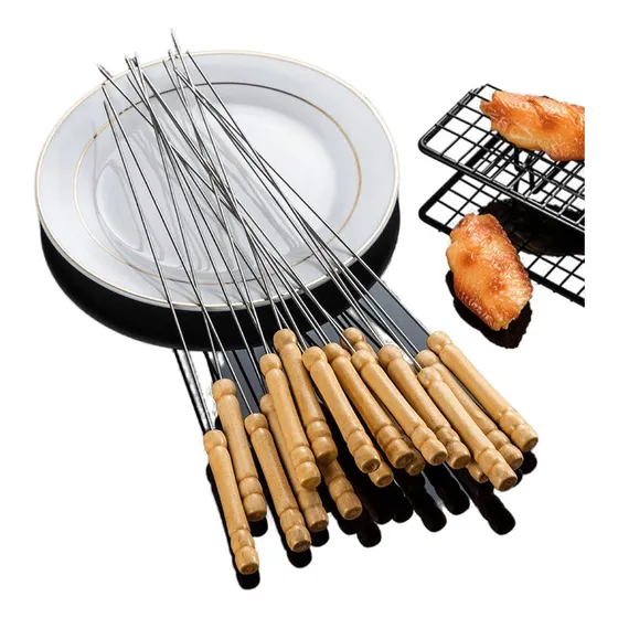12 Brochetas Pinchos Anticucho Acero Barbacoa Parrilla Asado