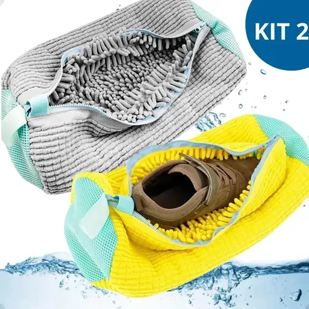Kit 2 Sacos Lavagem Tênis Limpeza Sapatos Máquina De Lavar Qualidade Premium Shokki Outros