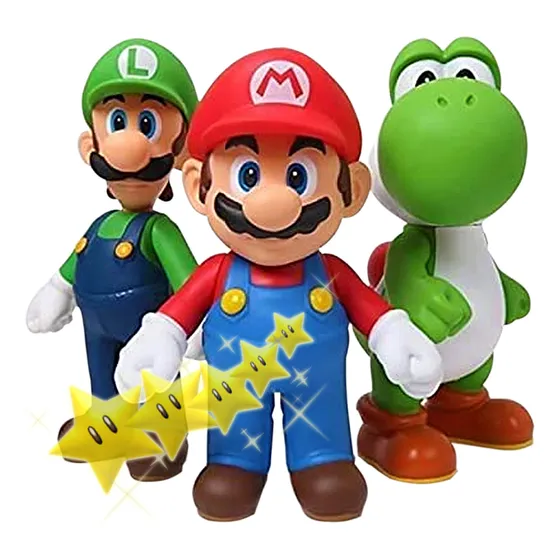 Set De Mario Luigi Yoshi Muñeco 13cm Coleccionables