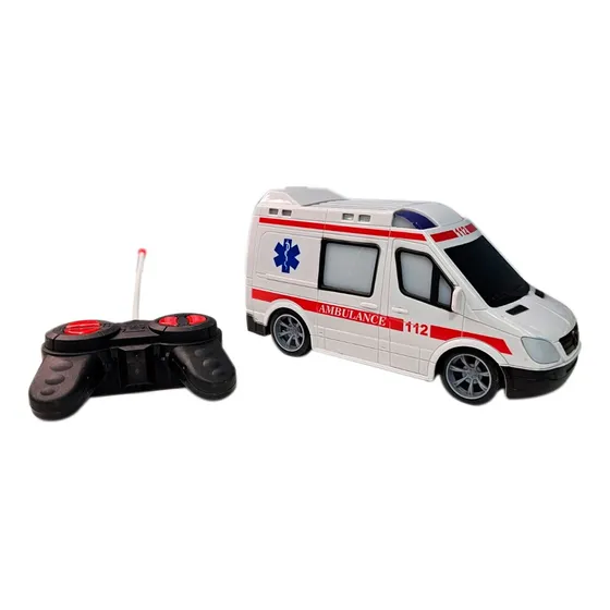 Carro Ambulancia 20cm Control Remoto Luz Sonidos Recargable