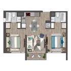 2 dormitorios  |  2 baños