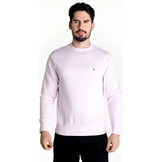 Blusa Moletom Masculino Tommy Hilfiger Flag Logo Rosa Claro