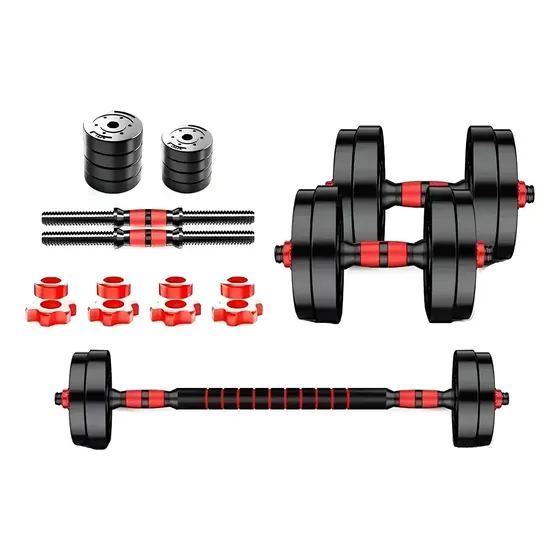 Kit Set Discos + Pesas+ 2 Mancuernas + 10 Kg Disco Pesas Negro