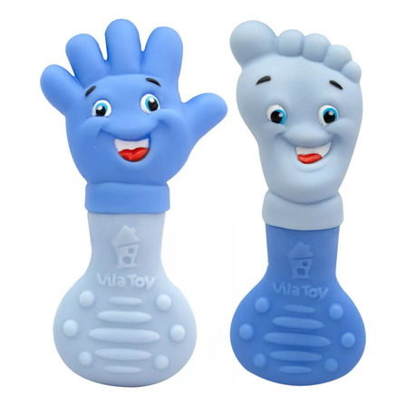 Mordedor Bebe Anti Stress Gengiva Mãozinha Pezinho Rosa Azul Mordedor Bebe Anti Stress Gengiva Mãozinha Pezinho Rosa Azul