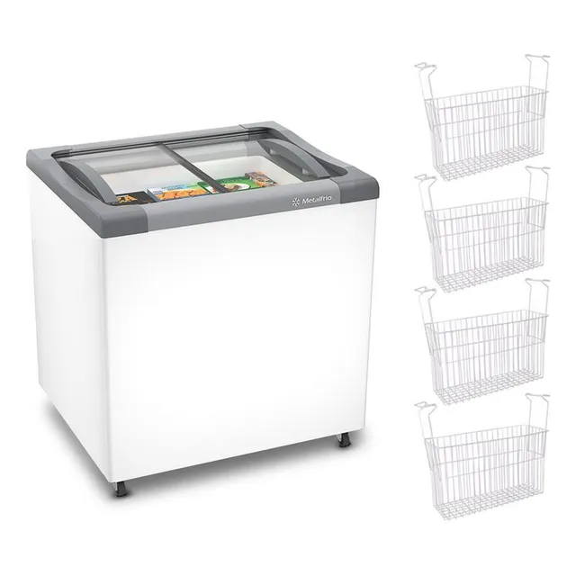 Freezer Horizontal 144 Litros Nf20 220v + 4 Cestos Metalfrio