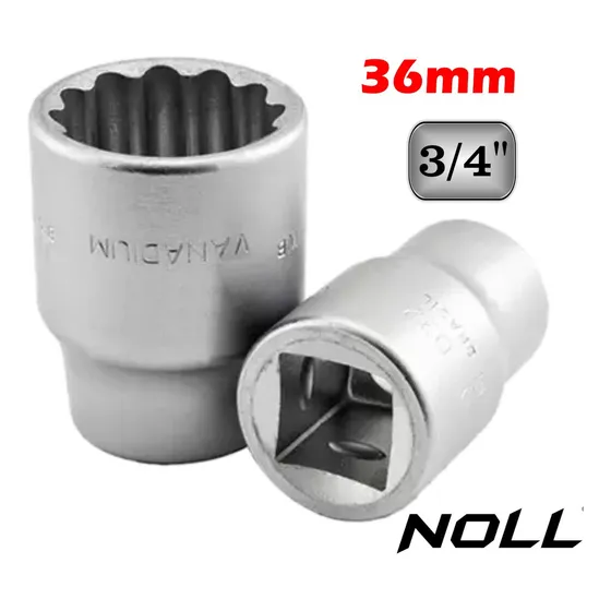 Soquete Pito Estriado Encaixe 3/4 - 36mm Cromo Vanádio Noll Cor Prateado